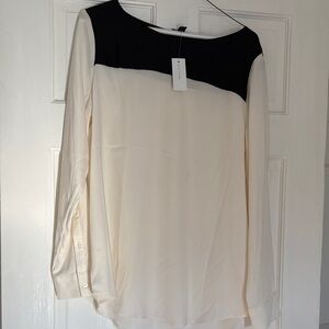 NWT - Ann Taylor Black and Cream Blouse, Size M